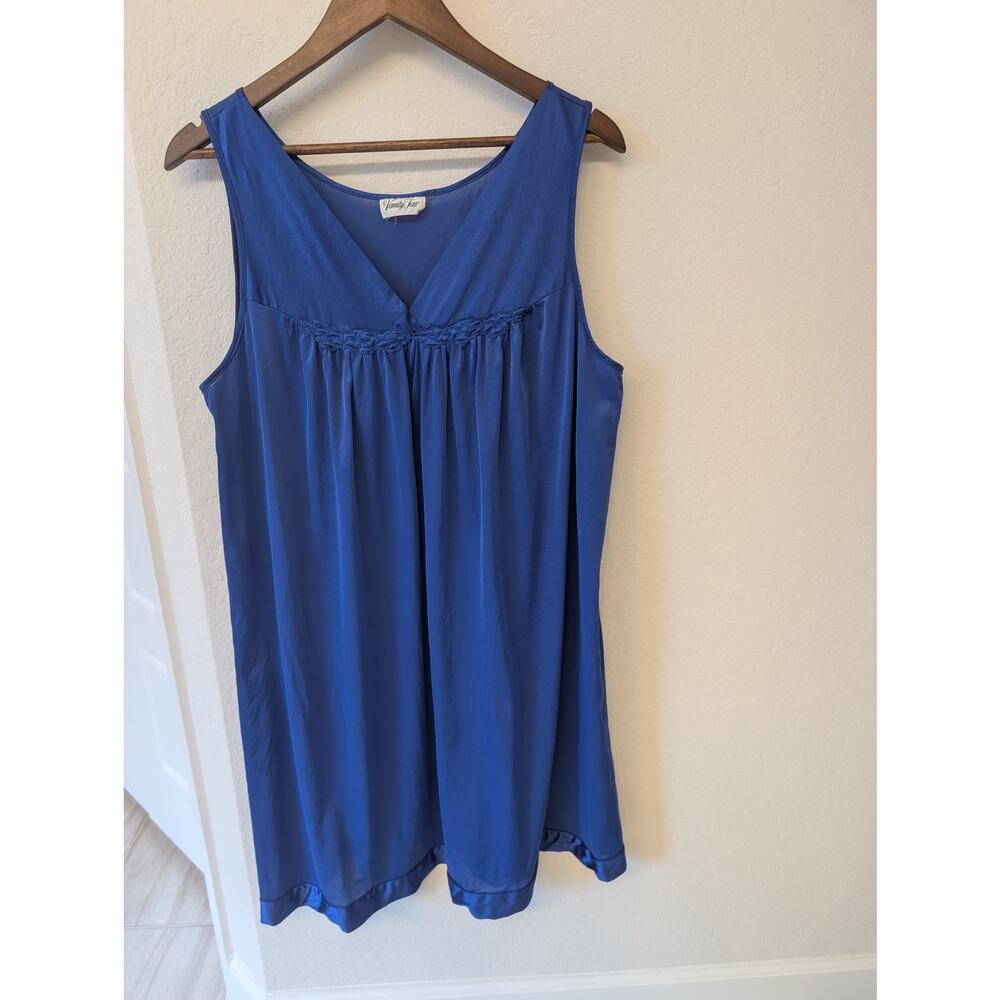 Vintage Vanity Fair Sleeveless Royal Blue Slip Dress Lingerie Soft Romantic 1X